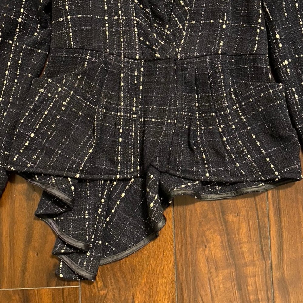 Haut Zara Peplum à Carreaux Vichy - Taille XS - Tweed Multicolore - Manches Longues - Occasion Très Bon état